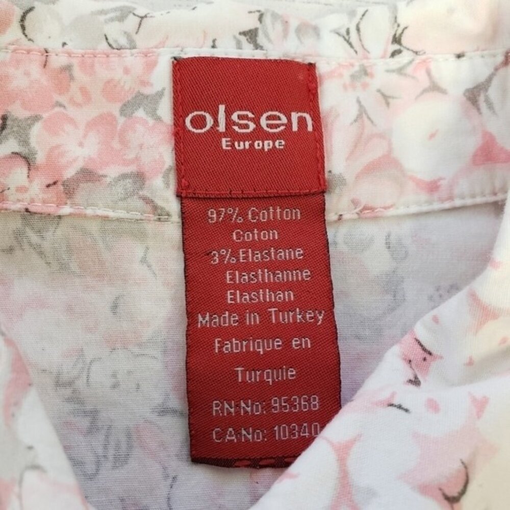 Olsen Europe Womens Pink Floral Button Up Top Size 6 - Picture 4 of 5